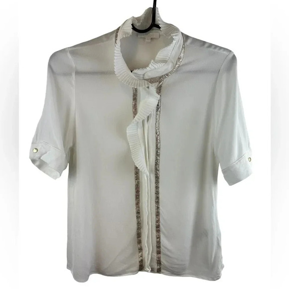 CHLOÉ KIDS RUFFLE-COLLAR BLOUSE WHITE Sz 14 - Picture 4 of 16